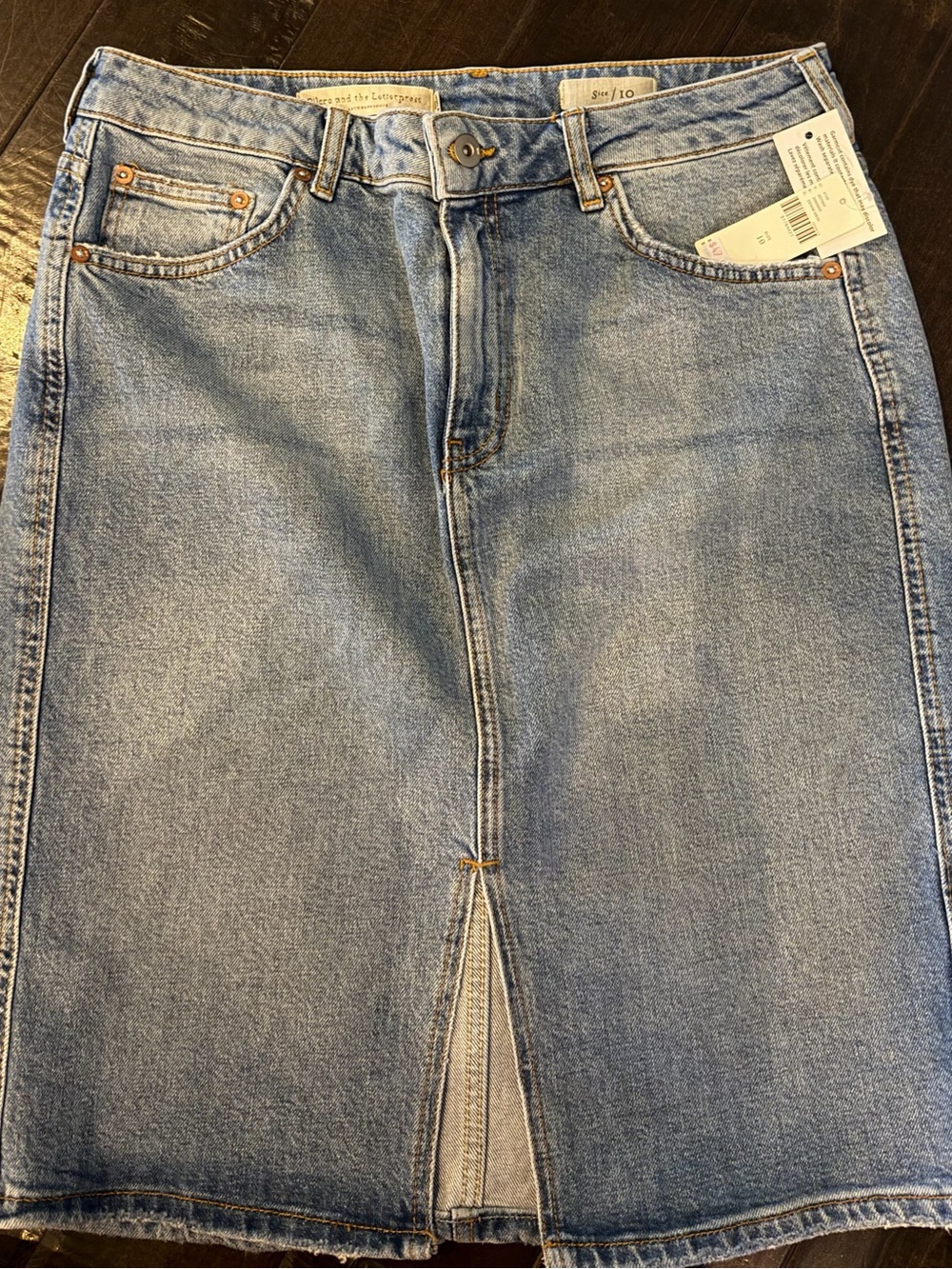 Pilcro and the Letterpress Light Blue Denim Straight Skirt
